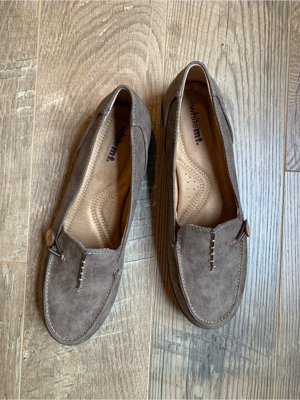 whitemt. Women's Taupe Suede-like Slip-On Loafers - 11m